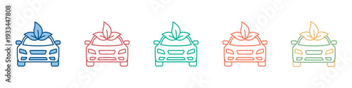 Eco Car Icon Set Multiple Style Collection