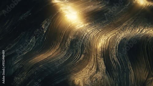 Abstract organic texture with glowing highlights with fluid lines, and metallic effect background.