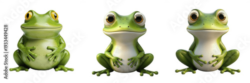 Canvastavla Cute green frogs cartoon character set, funny bullfrog mascot collection, friend