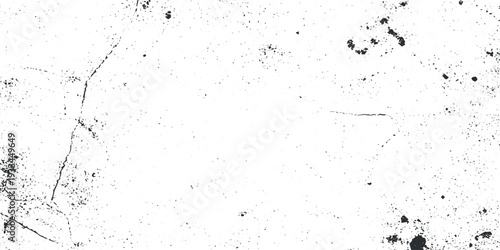 Abstract Rough Concrete Wall Texture in Black and White with Sharp Cracks, Dust Particles, Dirty Scratches and Dark Vignette Border, Faded Paper Grunge Overlay Background