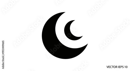 Crescent Moon Phases Black Silhouette Icon.