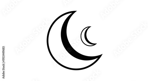Crescent Moon Phases Black Silhouette Illustration 1.