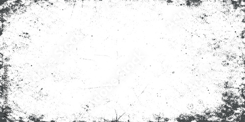 Black and White Rough Concrete Grunge Background with Distressed Scratches, Sharp Cracks, Dirty Surface Marks and Dark Vignette Borders for Abstract Vintage Graphic Use