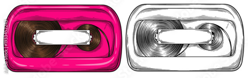 Dual metallic containers with reflective surfaces and cylindrical handles displayed side by side on a neutral background from a frontal viewpoint