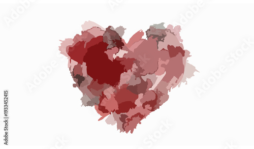 Vintage Grunge Watercolor Blot Heart for Valentine Design Vector Illustration