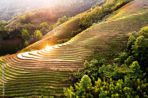 Fotografie the terraced terraces of the rice terraces in yuanzhou, yunnan in Guangxi, China