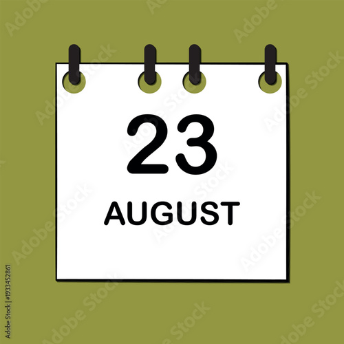 August 23. Daily Calendar icon for design. Simple design for business brochure, flyer, print media, advertisement. Easily editable.