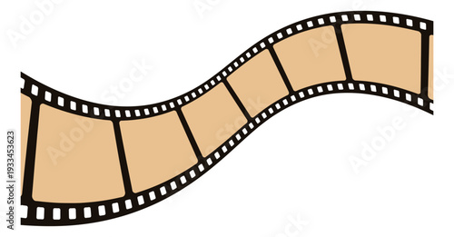 Graphic illustration of a film strip depicting a dynamic curve for cinema and media