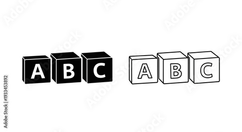 Black and white abc blocks Vector