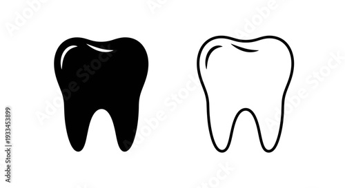 Black and white tooth Vector