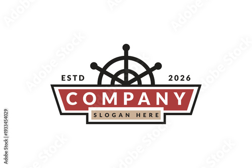 Vintage badges with steering wheel designs. Vintage signs, retro premium badges, and vector emblem logo frames.