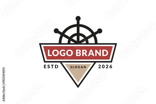 Vintage badges with steering wheel designs. Vintage signs, retro premium badges, and vector emblem logo frames.
