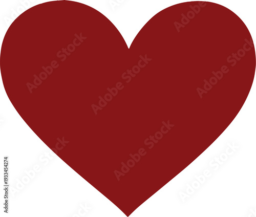Large red heart shape on white background love symbol