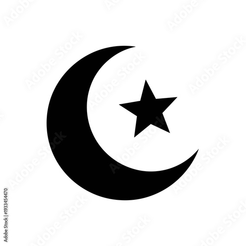 Crescent Moon with Star Symbol Icon 16.