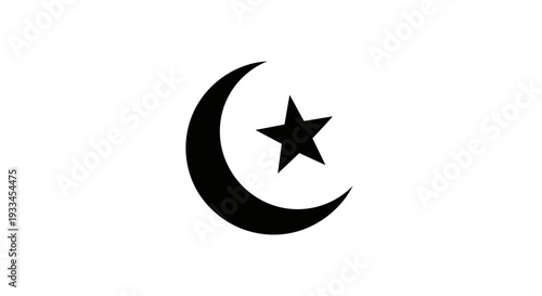 Crescent Moon with Star Symbol Icon 18.