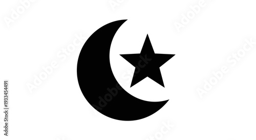 Crescent Moon with Star Symbol Icon 17.