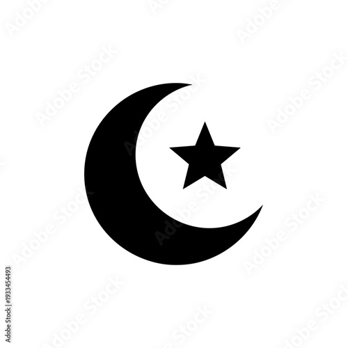Crescent Moon with Star Symbol Icon 22.