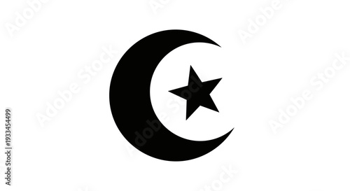 Crescent Moon with Star Symbol Icon 25.
