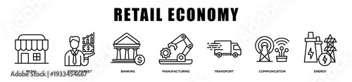 Retail Economy web banner icon illustration