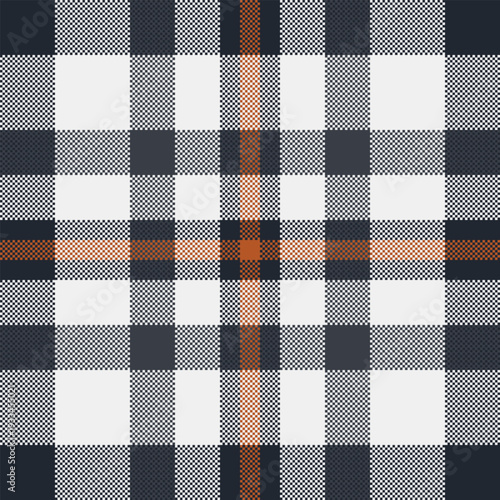 Naked textile vector texture, 20s seamless check fabric. Comfortable tartan plaid pattern background in dark and white colors.