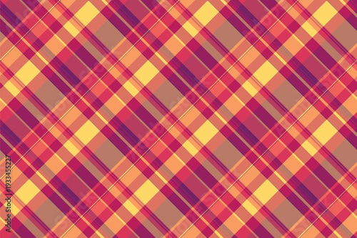 Layout seamless check texture, trend textile pattern tartan. Dining room background vector plaid fabric in red and pink colors.