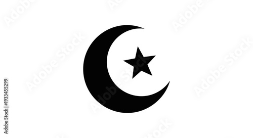 Crescent Moon with Star Symbol Icon 35.