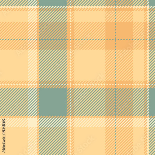 Variety vector textile seamless, list plaid pattern background. Length tartan check fabric texture in amber and orange colors.