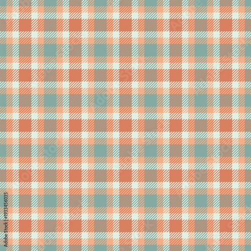Antique textile background check, internet vector seamless plaid. Idyllic tartan fabric texture pattern in orange and light colors.