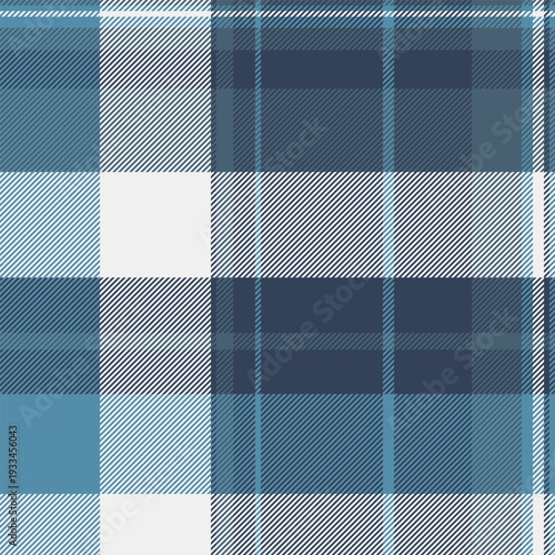 Traditional plaid check vector, national background pattern texture. Heritage seamless fabric tartan textile in cyan and blue colors.