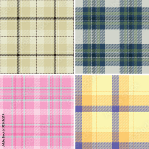 Plaid pack for classic American fashion and patriotic home decor. Vector designs ideal for casual clothing, blankets, scarves, and lifestyle projects.