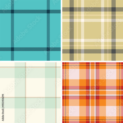 Plaid collection ideal for digital planners and dashboards. Vector tartan repeats enhance organization and visual appeal.