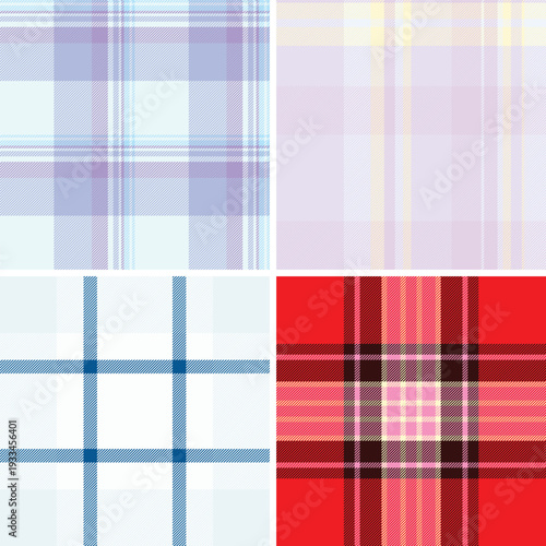 Plaid pattern set echoing mid-century and heritage influences. Perfect for timeless collections and classic layouts.