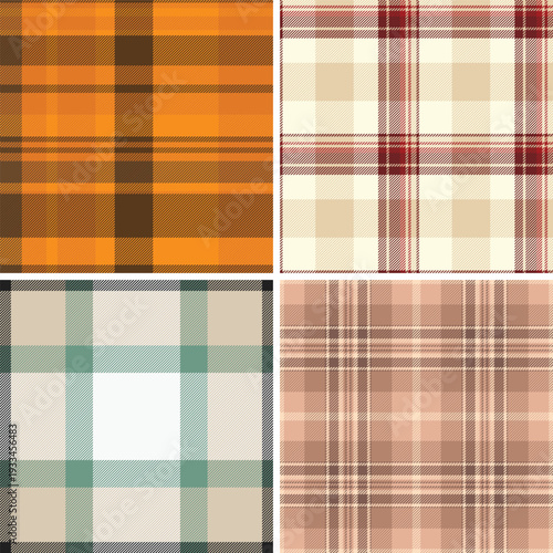 Traditional plaid motif adapted for home decor. Suitable curtains, pillows, blankets, upholstery concepts. Seamless vector design repeats without visible breaks.