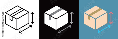 荷物のサイズ表記のシンプルなアイコン