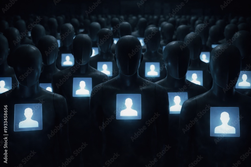 Fototapeta premium Anonymous digital identity crowd