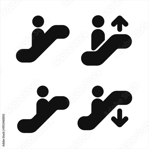 Escalator icons: simple black symbols for up and down movement