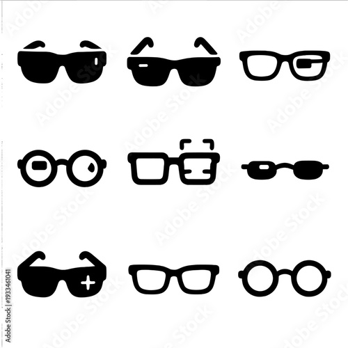 Collection of stylish eyewear icons on a gradient background
