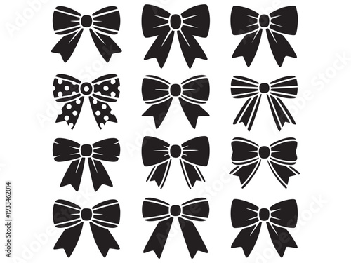 set of unique black and white vector bow ties