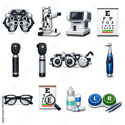 Comprehensive optometry tools and equipment for vision testing and eye care