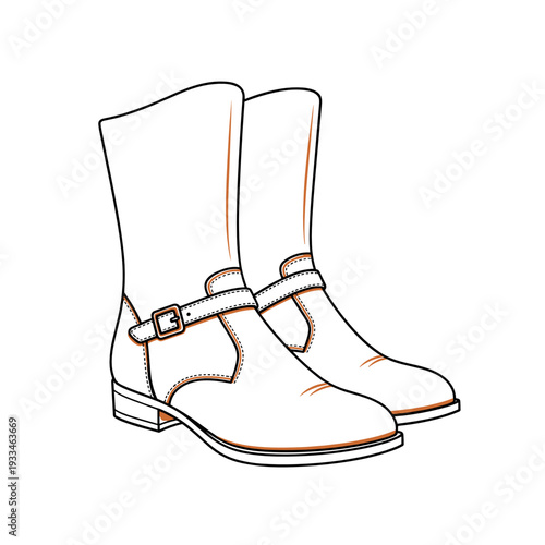 Leather boots with straps retro style vector