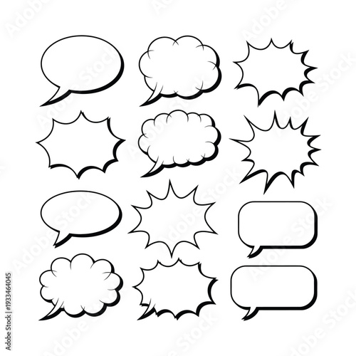 Pop Art Speech Bubbles: A collection of comic speech bubbles in various shapes, ready to inject words into your designs or narratives, adding a dynamic and expressive touch.