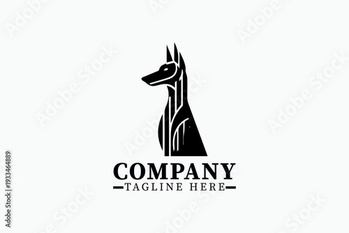 Geometric Dog Head Logo Vector  – Minimal Doberman Guard Dog Line Art Mascot Emblem Collection