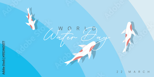 World Water Day koi fish swimming in blue wave