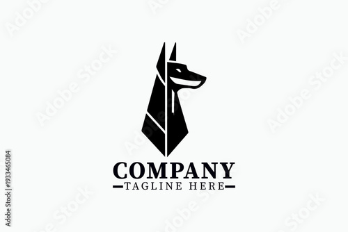 Geometric Dog Head Logo Vector  – Minimal Doberman Guard Dog Line Art Mascot Emblem Collection