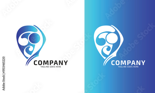 Company logo layout with gradient colors