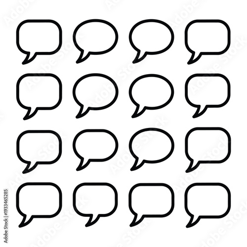 Conversation Bubbles: A collection of various empty speech bubbles, ideal for representing dialogue, thoughts, and communication. They're a versatile graphic resource for conveying messages and ideas.