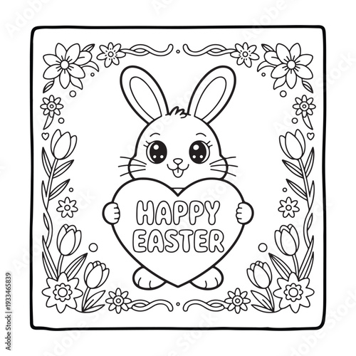 cute easter, BOLD and EASY COZY EASTER COLORING BOOK, bold and easy, victor art, line art, Coloring Pages, bold & easy cozy winter coloring book pages, cute line art