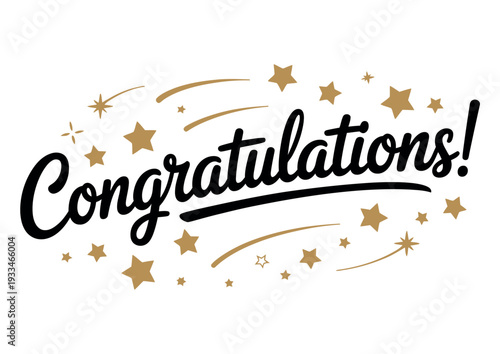 A congratulatory message with golden stars and a celebratory tone