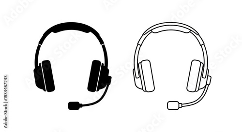Black and white headset Vector