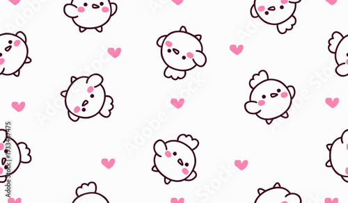 Cute chicken pattern background vector design